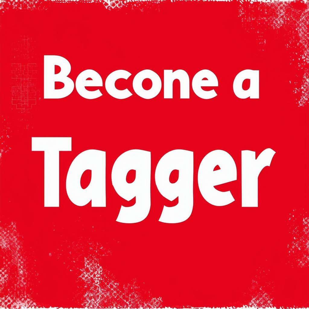 red background with Become a Tagger text with simple text